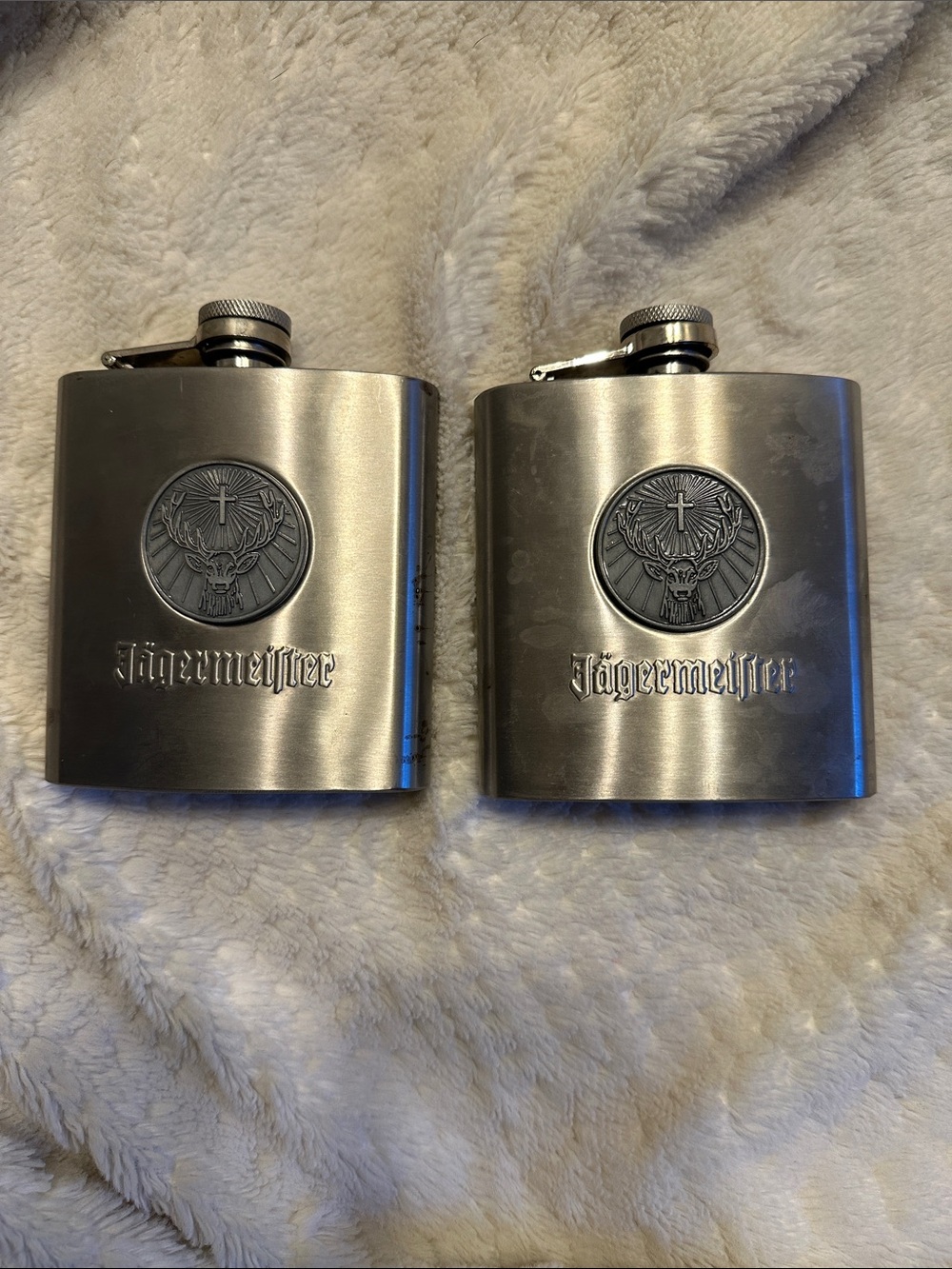 Jägermeister 6oz Stainless Steel Flask Set of 2